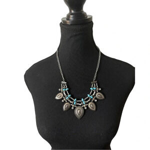 Unbranded  | Boho Turquoise/Silver Statement Necklace